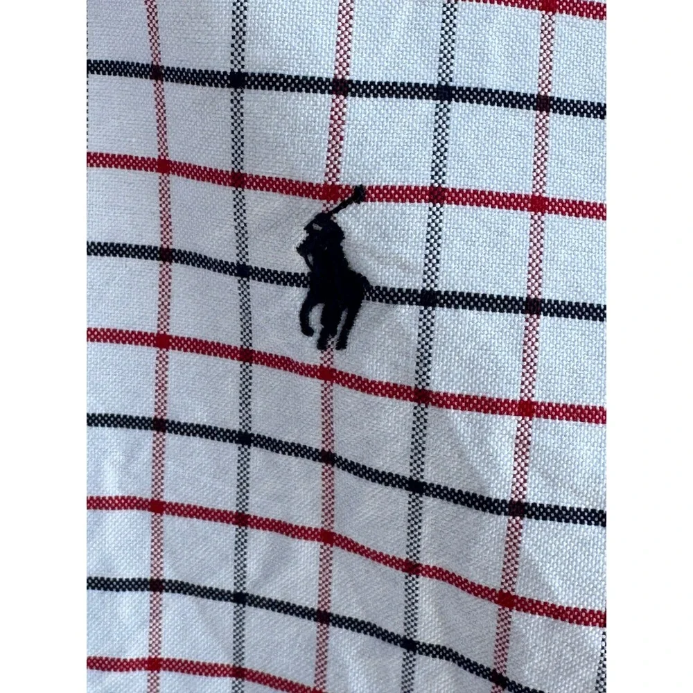 Ralph‎ Lauren Kids XL 18-20 Tattersall Check Button Down Shirt White Red Navy